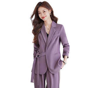Purple Women's Suit Set Solid Color Polyester Anti-Wrinkle Professional Casual Wear Spring Autumn 2025 New Style - Product Image 5