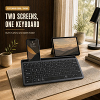 Clavier sans fil ultra-fin 78 touches mini portable avec support pour téléphone pour Mac, ordinateur portable, tablette