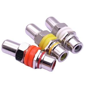 Conector RCA Phono de 3.18mm, Metálico, Niquelado, de Cobre Puro, Jack Hembra a Hembra, Adaptador de Audio y Video, Aislamiento Rojo, Amarillo y Blanco - Product Image 1