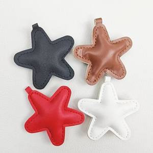 Ventes en gros de porte-clés en cuir PU pas cher, idées de porte-clés mignons, porte-clés à pompon en stock, porte-clés en cuir en forme d'étoile - Product Image 6