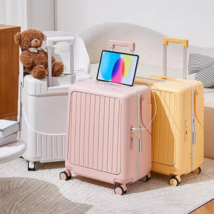 Vente en gros d'usine de valises de luxe à roulettes rigides en PC avec porte-siège confortable et ouverture dans le cadre en aluminium valises mignonnes pour bébés - Product Image 1