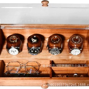 Wooden <b>Watch</b> Winder Box 14.25 In With Drawer And Display <b>Case</b> For Automatic Mechanical <b>Watches</b> Storage Desktop Use - Product Image 5