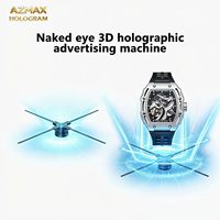 Ventilateur publicitaire LED mobile AZMAX 80CM, prend en charge la vidéo, affichage 3D en intérieur, projection holographique 3D, téléchargement de contenu via application pour les écoles