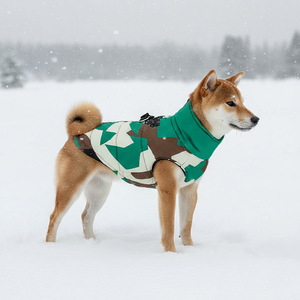 Manteau en coton à motif géométrique pour chien avec boucle de laisse, veste chaude d'hiver pour animaux de compagnie pour une utilisation en extérieur - Product Image 4