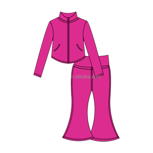 <span class=keywords><strong>Ensemble</strong></span> de yoga deux pièces, veste zippée, pantalon taille haute, vêtements de sport, vêtements de sport pour filles - Product Image 3