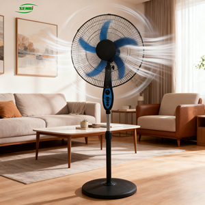 Ventilateurs sur pied de bonne qualité, ventilateur rechargeable, ventilateur solaire sur pied, ventilateur AC/DC 16/18 pouces avec minuterie/lumière - Product Image 1