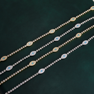 फैशन ज्वैलरी ने स्टेनलेस स्टील के सोने की प्लेटेड टैर्निश मुक्त सैपफायर ब्लू रत्न सेट किया - Product Image 1