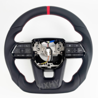 HXHY Upgrade Kulit Alcantara Serat Karbon LED untuk Setir Toyota Prado Land Cruiser LC300 Kustom Interior Asli