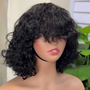 Perruque à franges en cheveux humains vierges à 100 %, 200 grammes, SDD, Water Wave, Super Double Drawn, style bob - Product Image 2
