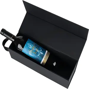 Benutzer definierte elegante Hartpapier Luxus lange zusammen klappbare Einladung Wein Geschenk box Verpackung HardCover Nette Boxen Verpackungs material