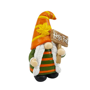 Resin Dwarf Gnome Figurine Autumn Harvest Decoration Thanksgiving Craft Ornament Faceless Elf <b>Statue</b> Small Festival Decor - Product Image 2