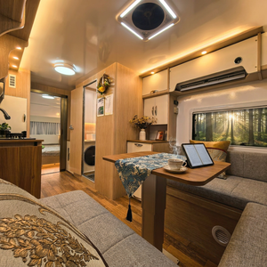 Camper con Chasis XISHUNLONG AL-KO |   Remolque de Viaje Moderno y Ligero con <span class=keywords><strong>Baño</strong></span>, Frenos Eléctricos |   Gas de Aluminio para 4 Personas - Product Image 2