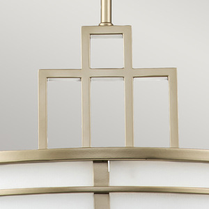 Modern Chinese Style Round Fabric LED Pendant <b>Light</b> E27 Single Head For Living Room Bedroom Dining Room Study Warm White <b>Light</b> - Product Image 3