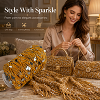 Tuyi Gold Silver Sequin Fancy Yarn DIY Handmade Crochet for Bag Making Easy Craft Gift Ready Bulk Wholesale OEM