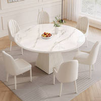 Table à manger ovale extensible moderne en gros, plateau en cuir, pieds en acier, meuble idéal pour gagner de la place dans les petits appartements