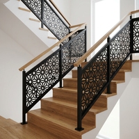 Rampe de balcon/porche/escalier contemporaine en aluminium découpée au laser, multi-matériaux, à fixation murale pour villa