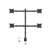 Support d'écran multi-écrans 19-32'' à montage vertical en acier, rotation à 360°, réglable, base perforée à pince, support d'affichage