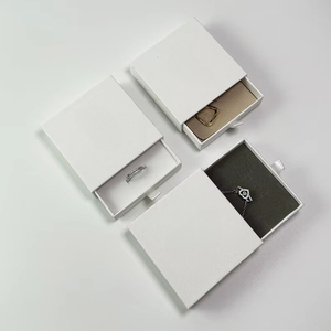 Custom Logo Printed Custom Design Modern Luxury <b>White</b> Velvet Drawer Slide <b>Gift</b> Packaging Jewelry <b>Box</b> Microfiber Jewelry Pouch - Product Image 2