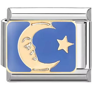 Regalo <span class=keywords><strong>de</strong></span> Aniversario para Mujer, Dijes <span class=keywords><strong>de</strong></span> Moda Chapados en Oro Italiano con Diseño <span class=keywords><strong>de</strong></span> Avión Azul, Luna, Estrella y Corazón, Compatibles con Pulseras <span class=keywords><strong>de</strong></span> 9mm - Product Image 6