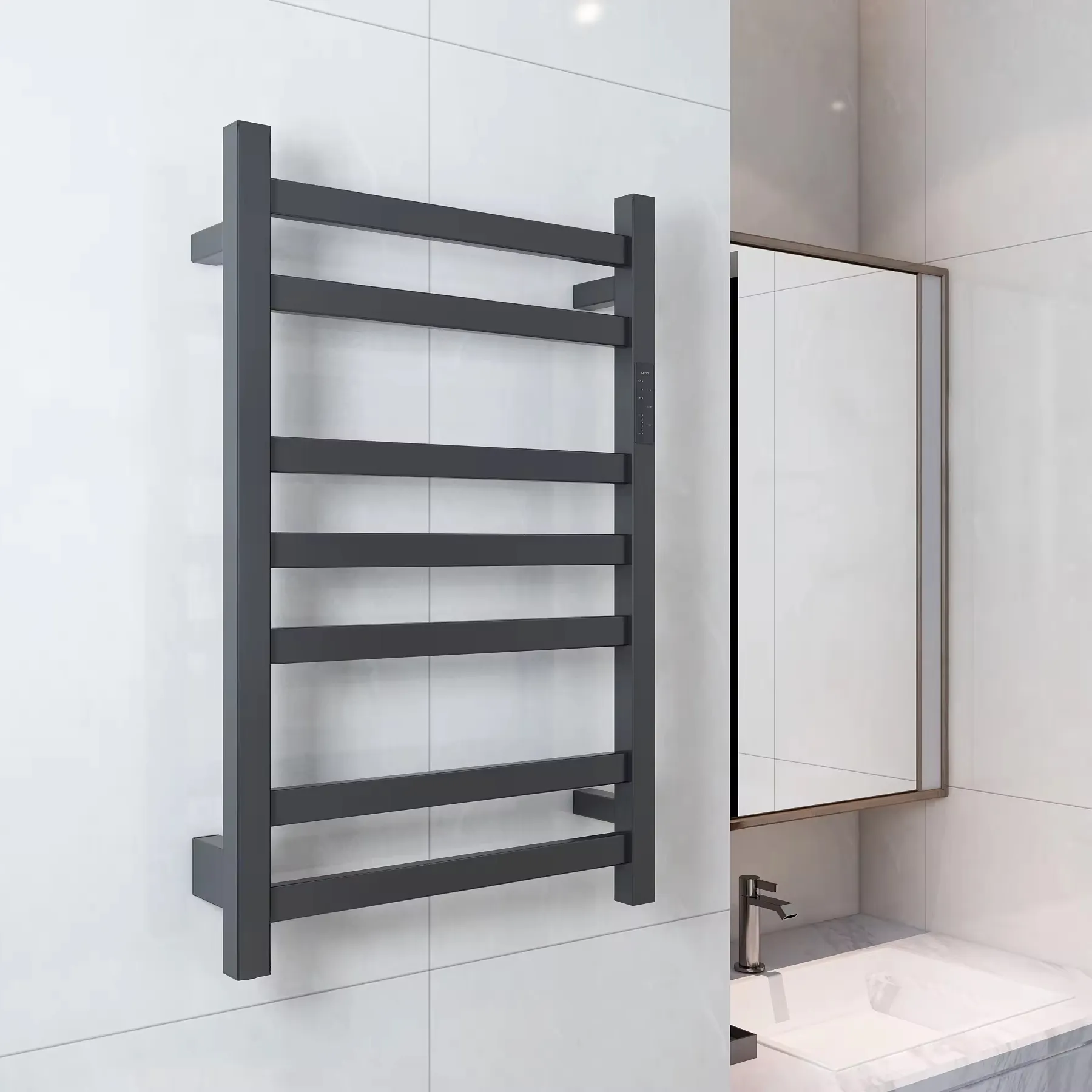 China Wholesales Modern Bathroom Carbon Fiber Electric Heated Towel Rack