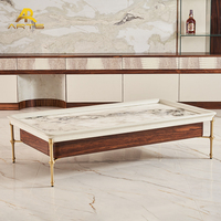 Meubles de salon au design original, table basse en bois d'acajou avec pieds en laiton massif, 1800 mm, pour le mobilier de salon
