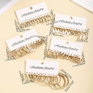 Juego de Aretes de Aro Unisex de Aleación de Zinc con Baño de Oro, Diseño Geométrico Europeo Americano, Joyería Transfronteriza de Moda - Product Image 2