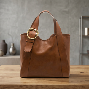 Custom Branded Ladies Genuine Leather Waterproof Lightweight Durable Zipper Closure Dual Strap Foldable Cross-Body Handbags - Product Image 4