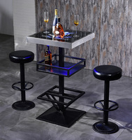 Meubles de bar de style moderne pour discothèque, table de bar carrée en acier inoxydable, ensemble de table haute avec tabourets de bar