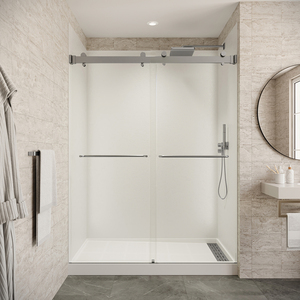 Puertas Corredizas de Ducha de Vidrio Templado de Lujo Moderno con Herrajes Negros Mate y Marco Cepillado para Aplicaciones en Hoteles - Product Image 2