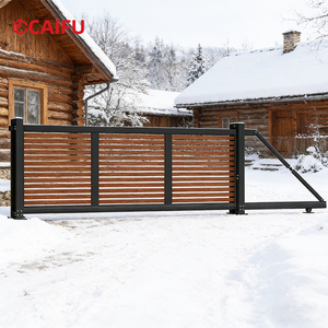 Porte coulissante sans rail en aluminium résistant au froid et au vent, porte électrique suspendue pour cour de villa enneigée - Product Image 6