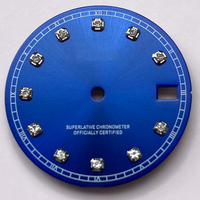Cadran de montre de 28,5 mm, nouveau motif soleil, sans luminescence, avec index diamantés pour mouvement 4R/NH35/NH36