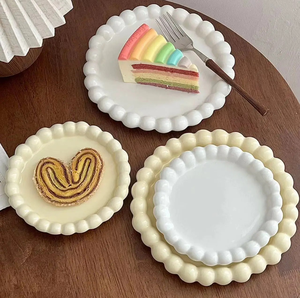 Plato de Estilo Crema de Alta Gama, Plato Creativo para Frutas y Pasta, Plato para Comida Occidental, Vajilla Francesa de Alta Gama, Plato para Desayuno, Plato para Pasta - Product Image 1