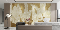 Papier peint mural moderne de luxe à feuilles dorées, papier peint artistique, pour hall d'hôtel, salle privée de restaurant, décoration de couloir de club