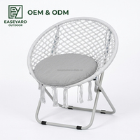 Chaise Bohème avec structure métallique pliable, 100% coton, faite à la main, chaises rondes confortables, chaise exquise et confortable pour la chambre à coucher, le salon