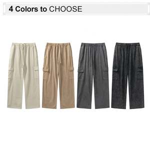 Pantalones de chándal para hombre holgados de pierna recta desgastados de algodón personalizados de alta calidad al por mayor - Product Image 2