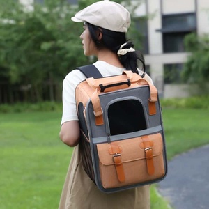 Canvas <b>Pet</b> <b>Carrier</b> Bag Small Size Mesh Panel Breathable Design Outdoor Use Fashion Style Backpack - Product Image 3