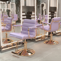 Chaise de Salon de Coiffure Rose Doré Inclinable et Réglable Hydrauliquement, Équipement de Salon de Beauté, Fauteuil de Barbier, Chaise de Coiffage pour Salon