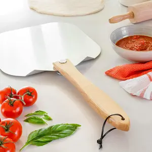 Manche en bois fait maison, rangement facile, pelle à Pizza pliable, bascule, ensemble de serveur, pelle à Pizza en métal en aluminium de 12 pouces x 14 pouces