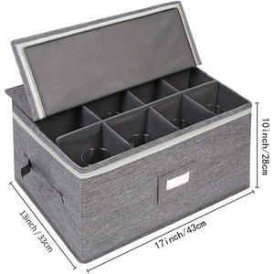 12-Khe Cắm Có Thể Gập Lại Rượu Vang Thủy Tinh Lưu Trữ Hộp Không Dệt Vải Các Tông Bin - Product Image 5