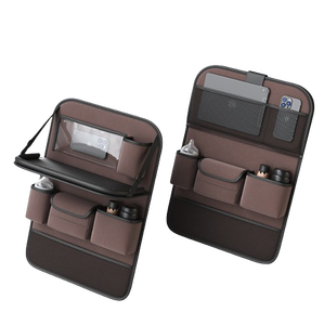 Bolsa de almacenamiento para asiento trasero de coche de gran capacidad con múltiples bolsillos de cuero PU, organizador de coche con bandeja de mesa plegable - Product Image 4