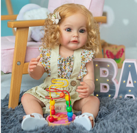 Poupée Reborn de 22 pouces, nouvelle version, avec de longs cheveux - Poupée réaliste en plastique pour enfants, jouet compagnon pour les enfants, cadeau pour une fille
