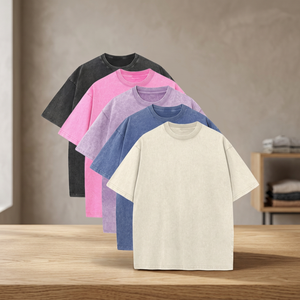 Camiseta de Moda Popular de 230 g/m², Tejida, Extra Grande, Suave, 100% Algodón, Informal, Unisex, Lisa, Personalizable, Vintage, Lavada al Ácido, para Hombre - Product Image 2