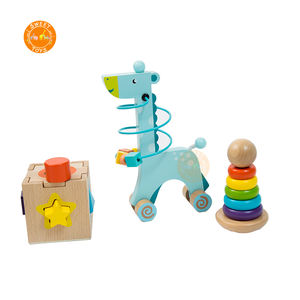 Jouets éducatifs en bois de haute qualité 3-en-1 <span class=keywords><strong>jeu</strong></span> de balle de cerf géométrie <span class=keywords><strong>LCL</strong></span> arc-en-ciel pile jouets garçons et filles - Product Image 1
