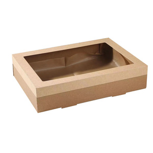 Disposable Kraft Paper Picnic Box Rectangle Food <b>Container</b> With Handle For Outdoor Camping Fruit Bento Sushi <b>Takeaway</b> Barbecue - Product Image 4