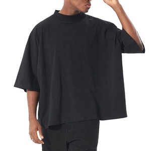Custom <b>Tshirt</b> T-shirt <b>Cheap</b> 100% Short Sleeve Cotton Blank Round Neck Oversize Boxy t Shirt Men Plain Black T-shirt Wholesale - Product Image 1