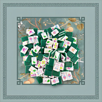 Tuiles de Mahjong Vert Malachite avec Tapis Imprimé Vert Sauge - Ensemble Portable pour Soirées Familiales, Idéal pour le Poker et le Divertissement