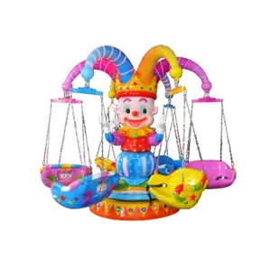 Clown Cheap Attraction Kids Amusement Park Game Clown Theme Mini Flying Chair Rides For Sale