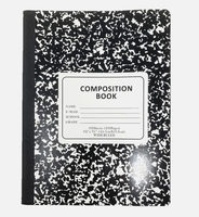 Schwarze Notizbücher, Kompositionshefte mit breitem Linienabdruck, 100 Blatt, 200 Seiten, für den Schulanfang, Schüler, 192 Seiten, im Großhandel