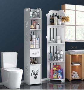 Gabinete Esquinero <span class=keywords><strong>de</strong></span> Piso para Baño <span class=keywords><strong>con</strong></span> Puerta, Cajón y Estantes Ajustables para Almacenamiento - Product Image 3