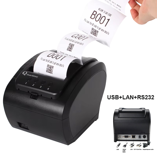 Queue Ticket Printer Hot Sale 80mm USB+LAN+RS232 Thermal Receipt Printer for Computer